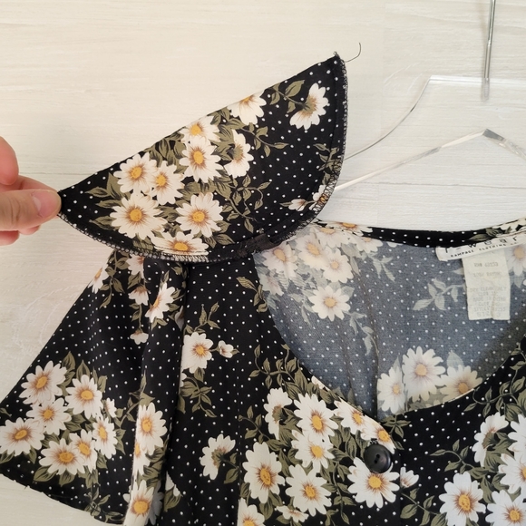 Vintage Daisy Print Button Front Midi / Maxi Dress Size Small - Picture 4 of 6